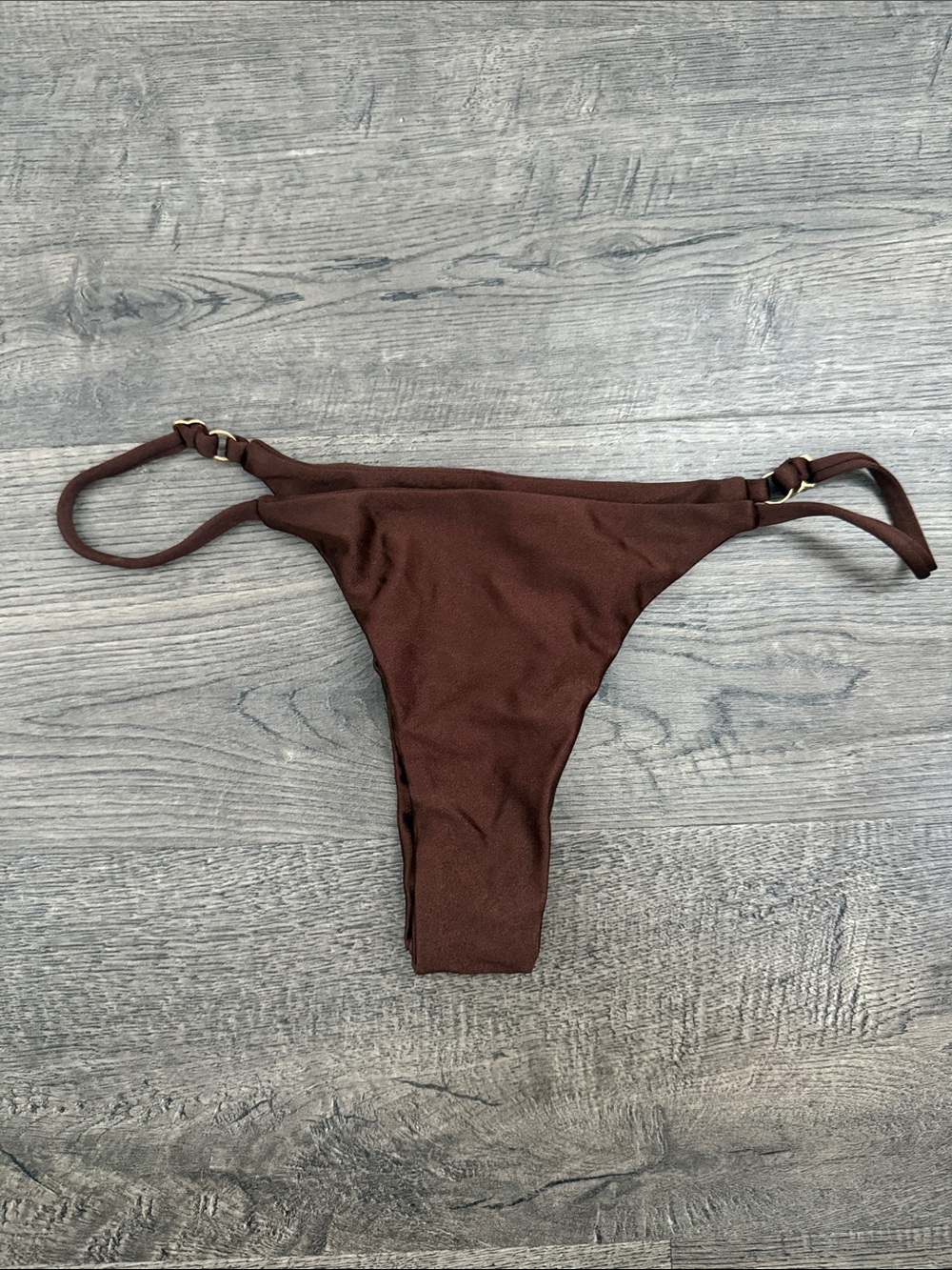 Brown Bikini Bottom with Side Ring Details